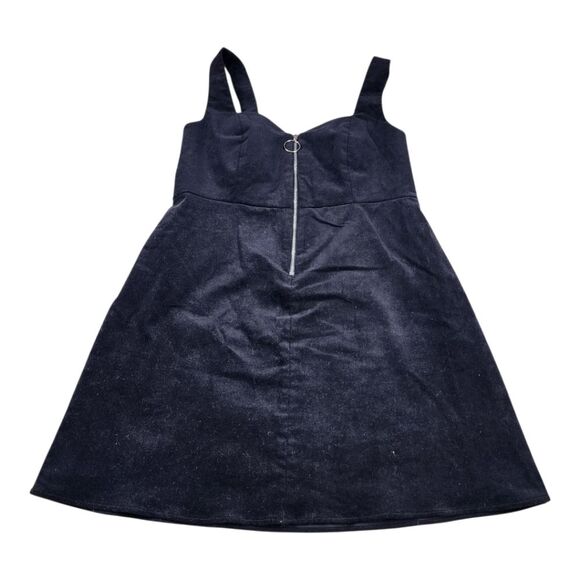 TOPSHOP NWT Black Velvet Mini Dress Front Zipper sz 8 Classy City Preppy Office - Picture 2 of 9